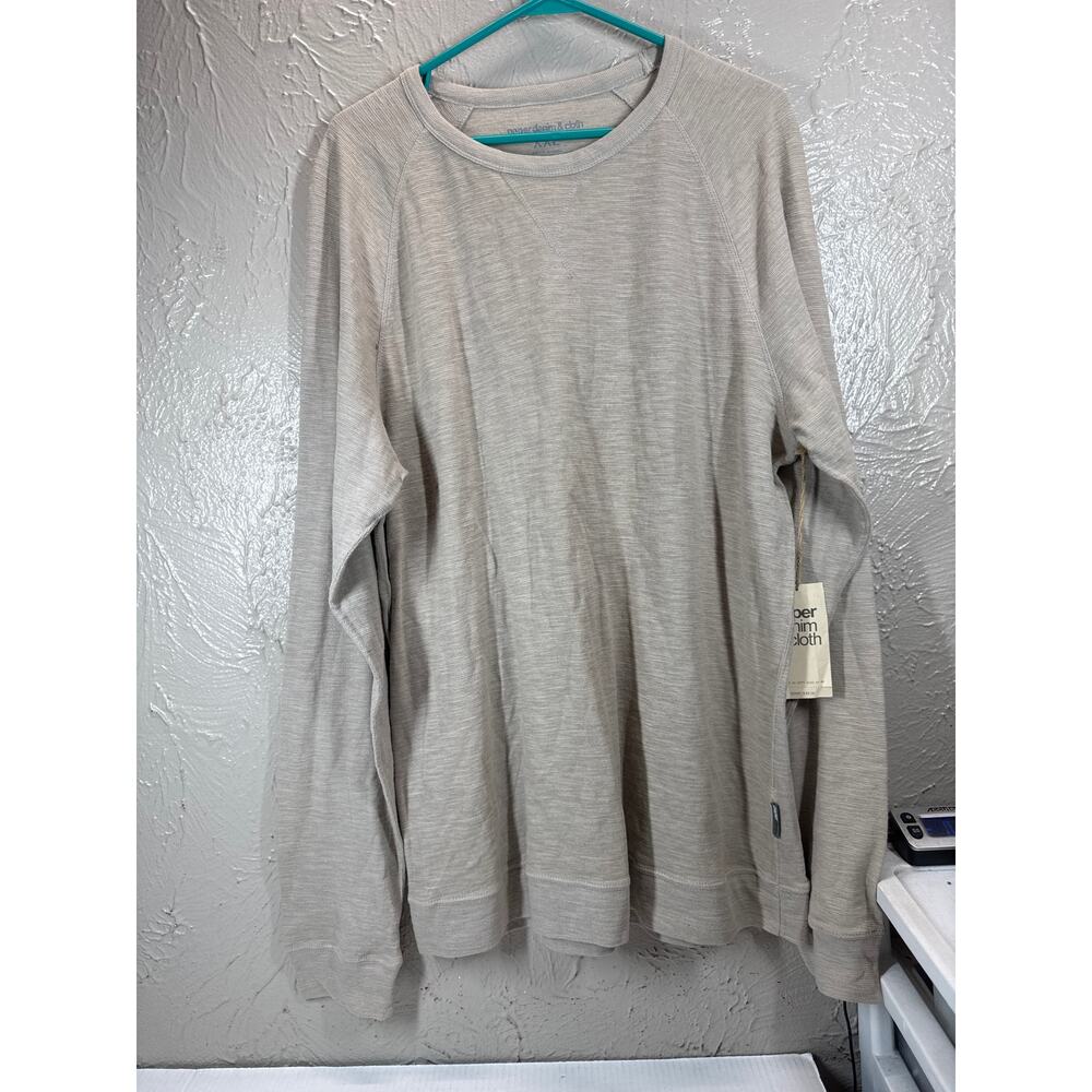 Paper Denim & Cloth Mens‎ Pullover Tan Knit Crew Neck Raglan Cotton Size XXL NWT